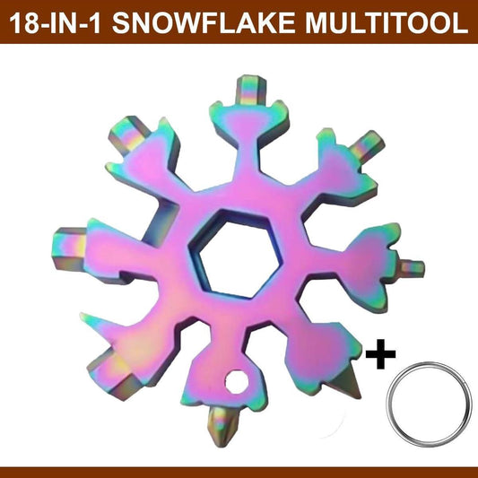 18-in-1 Snowflake Multitool - Ring Wrench - Allen Wrench - Screwdriver - Bottle Opener - Knife - Snowflake - Father's Day Gift Tip - Pearlescent / Colorful.