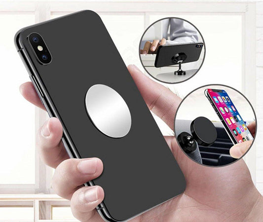 2oz Metal Round Plate For Phone | Self-Adhesive Magnetic | Phone Holder | Phone Sticker | Metal Phone Plate | Round | Silver.