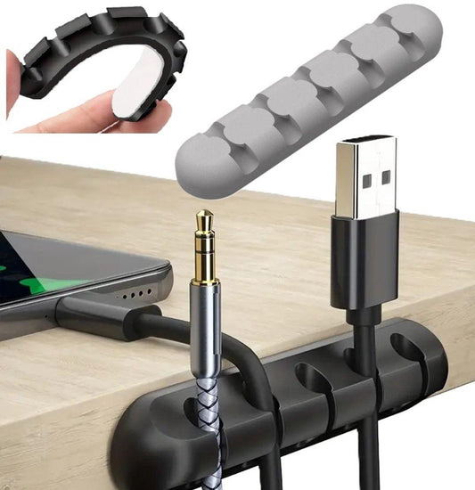 Self-Adhesive Cable Holder | Cable Organizer | Cable Clips | Self-Adhesive Cable Clips | Cable Clamp | Cable Holder | For 5 Cables | Gray.