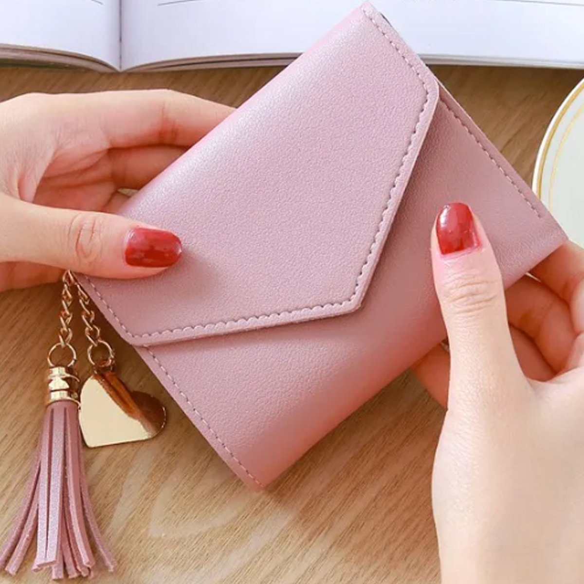 Wallet & Card Holder in 1 | Credit Card Holder | With Cash Compartment | Card Holder | Wallet | PU Leather | Pink