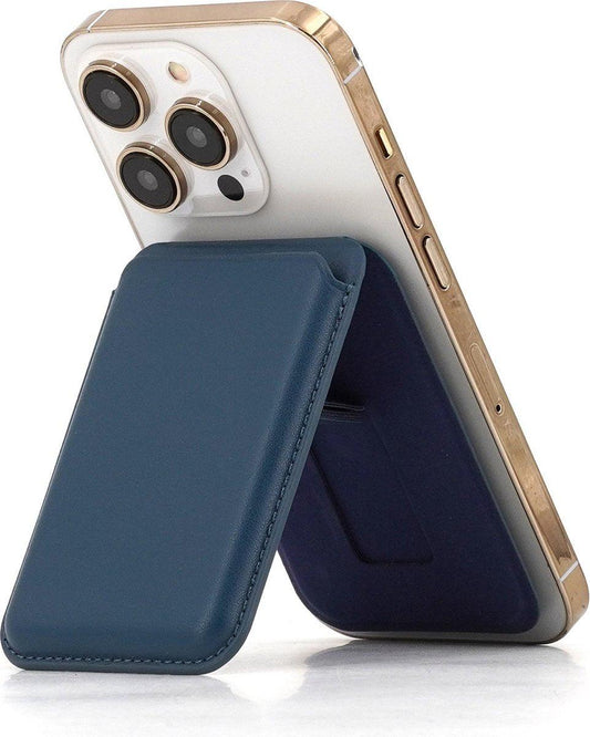 Magnetic Card Holder & Stand Suitable for MagSafe | Suitable for iPhones 12/13/14 | RFID Protection | Credit Card Holder | Card Holder | With Stand | 3 Cards | Brown.