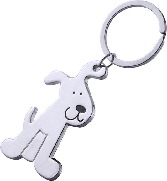 Keychain bag charm silver-colored metal dog 6 cm.