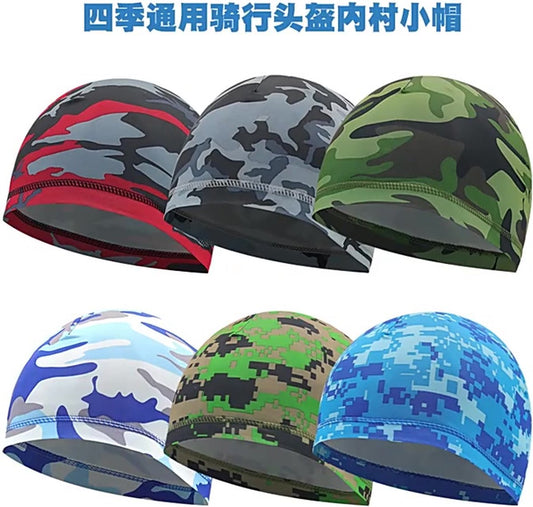 Motorcycle Beanie | Camouflage Cycling Beanie | Helmet Beanie | Bandana | Ventilated | Motorcycle Accessories | Helmet Hair Cap | Camo/Red