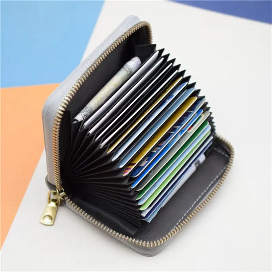 Card Holder with Anti-RFID | Credit Card Holder | With Cash Compartment | Card Holder - Wallet | PU Leather | Wallet | Grey
