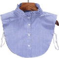 Detachable Collar with Stand-Up Trim and Ruffles | Blouse Collar | Faux Collar | Blue/White