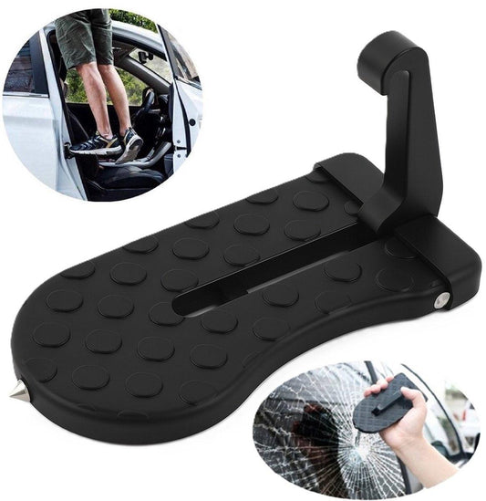 Car Roof Box Step | Door Step | Bike Carrier | Roof Rack | Includes Safety Hammer | Universal | Aluminum | Black.