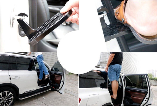 Car Roof Box Step | Door Step | Bike Carrier | Roof Rack | Includes Safety Hammer | Universal | Aluminum | Black.