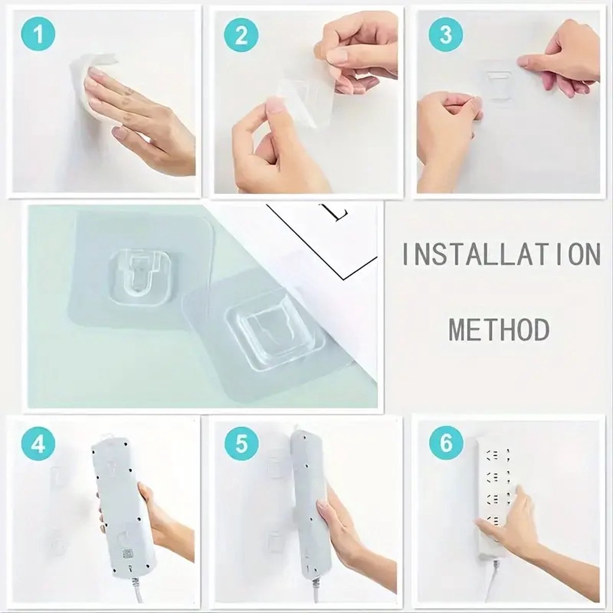 2 Pairs Transparent Self-Adhesive Hanging Hooks | Hanging System | Self-Adhesive Wall Hangers | Double-Sided Adhesive Wall Hooks | Hanging Hooks