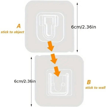 2 Pairs Transparent Self-Adhesive Hanging Hooks | Hanging System | Self-Adhesive Wall Hangers | Double-Sided Adhesive Wall Hooks | Hanging Hooks