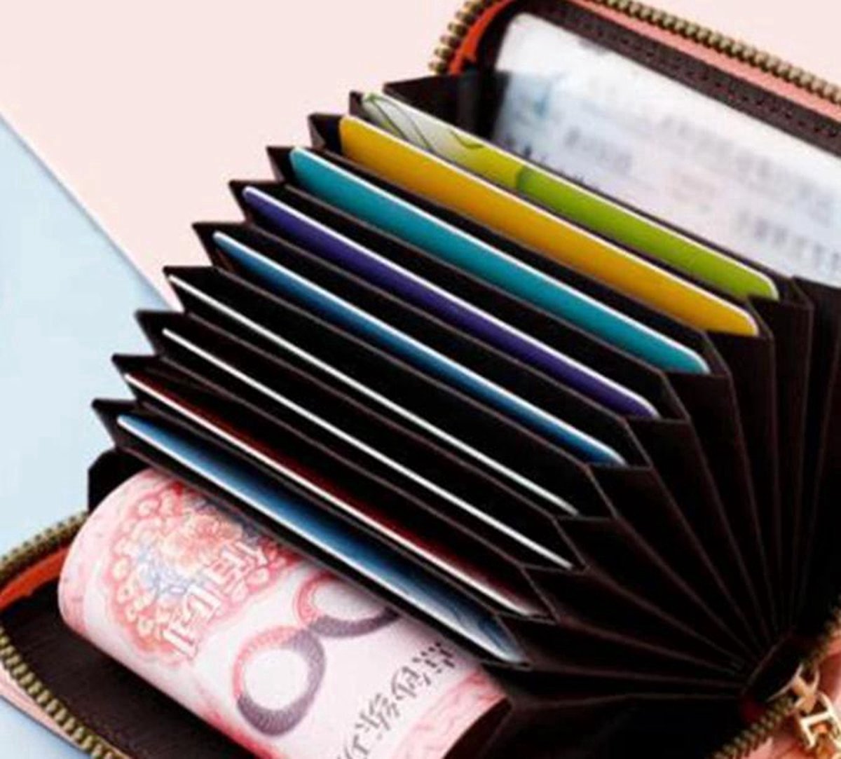 Card Holder for 12 Cards | Credit Card Holder | With Cash Compartment | Card Holder | Wallet | PU Leather | Purse | Pink