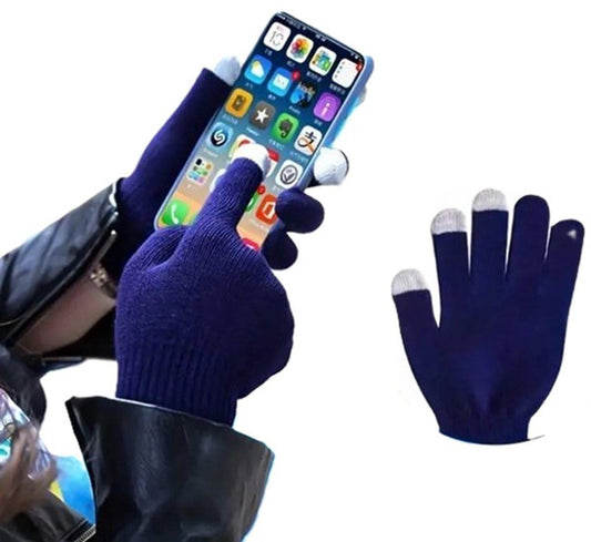 Touchscreen Gloves | Mittens | Touch Tip Gloves | Scandinavian Pattern | Unisex | For Adults | One Size | Blue.