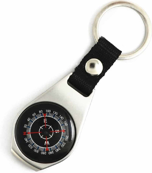 Zinc alloy compass keychain.