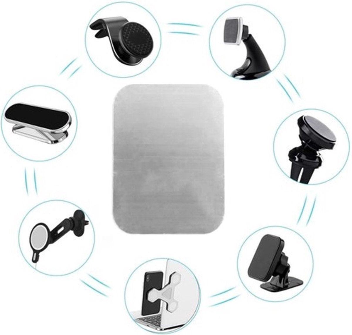 2x Metal Square Plate for Phone | Self-Adhesive Magnetic | Phone Holder | Phone Sticker | Metal Phone Plate | Round | Silver.