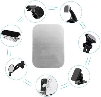 2x Metal Square Plate for Phone | Self-Adhesive Magnetic | Phone Holder | Phone Sticker | Metal Phone Plate | Round | Silver.