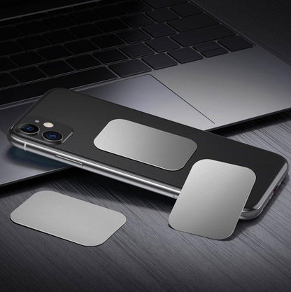 2x Metal Square Plate for Phone | Self-Adhesive Magnetic | Phone Holder | Phone Sticker | Metal Phone Plate | Round | Silver.