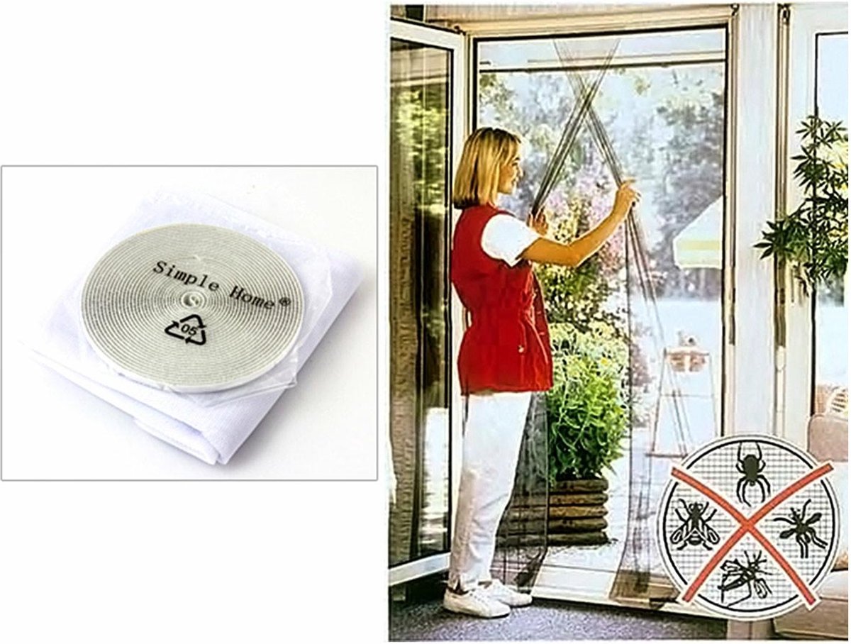 Set of 2 Insect Screens 60 x 200 CM | Window Screens | Insect Nets | Insect Mesh | Fly Screen | With Velcro Adhesive Strip | White