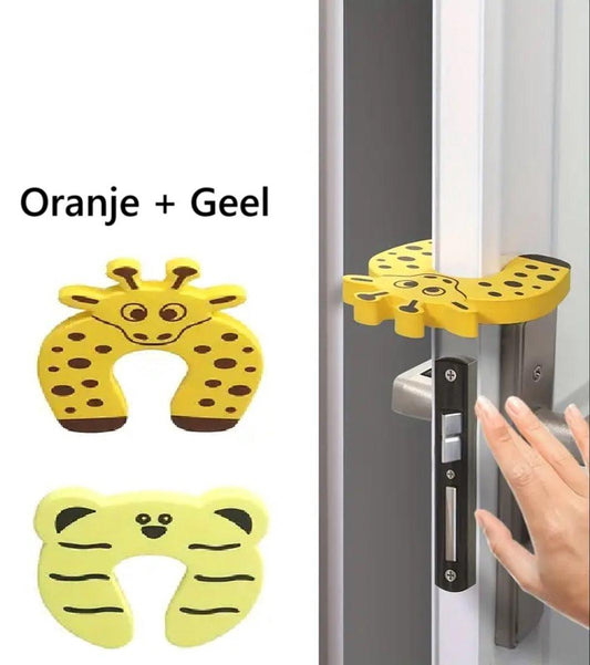 Animal Door Stoppers I Baby and Child Door Protectors I Door Protection I Foam / Foam I Animal Door Stopper I 2 Pieces I Orange + Yellow.