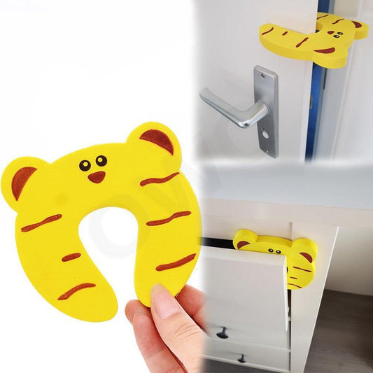 doorstop for cabinet drawers and doors for child safety finger protector - tiger yellow.