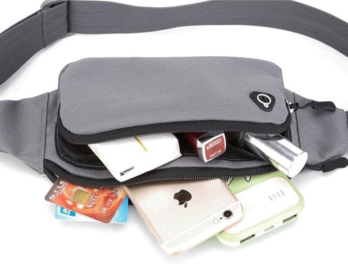 Waist Bag | Fanny Pack | Water Repellent | Pouch | Waist Bag | Waistbelt | With Smartphone Pocket | Headphone Hole | Black