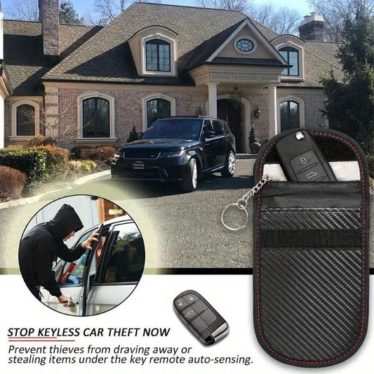 2x RFID Anti-theft Protective Case for Car Key | Carbon Keyless Entry Protective Case | With Hook.