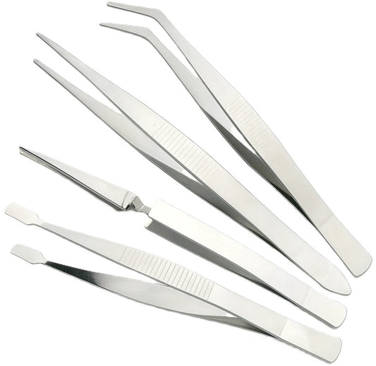 Set of 4 Tweezers | Precision Tweezers | Tweezer Set | Multiuse Tweezers | For Beauty, Nail Art, etc. | Stainless Steel