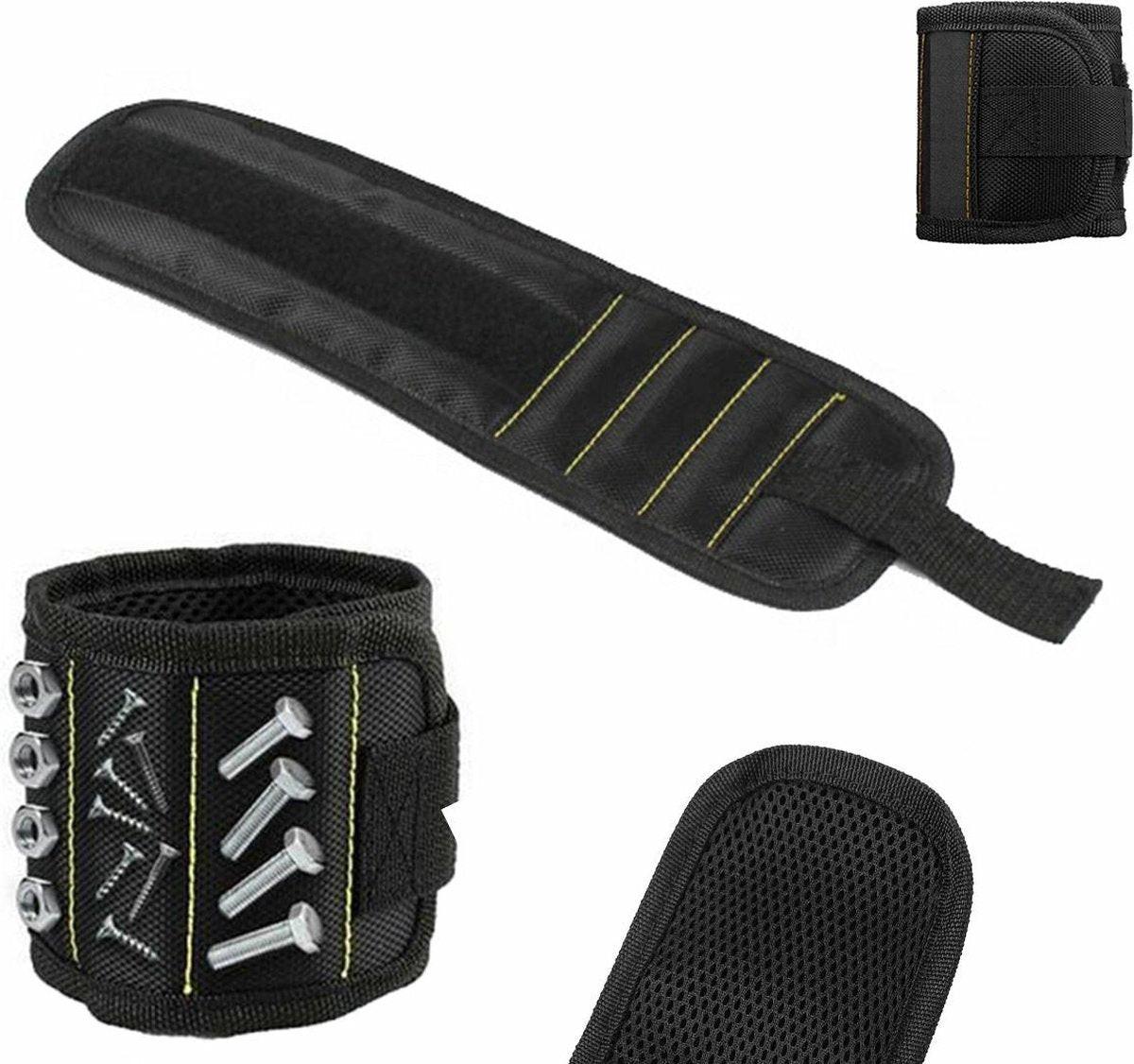 Magnetic Bracelet With 3 Magnetic Pockets | Wrist Tool Belt | Screw Wristband | DIY Bracelet | One Size | Black.