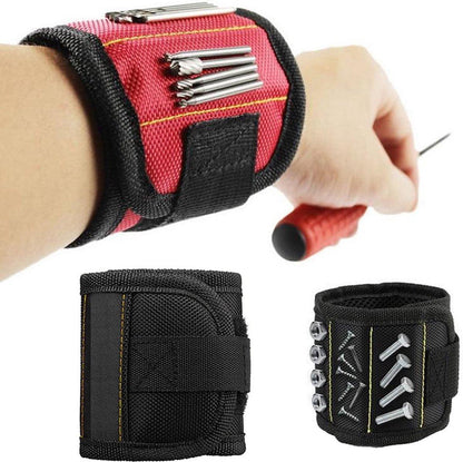 Magnetic Bracelet With 3 Magnetic Pockets | Wrist Tool Belt | Screw Wristband | DIY Bracelet | One Size | Black.