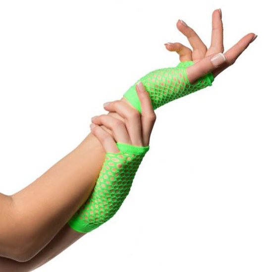Partychimp Fingerless Fishnet Gloves Women's Elastane Green