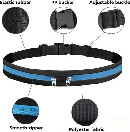 Women's Running Belt | Waist Bag | Elastic Waist Bag | Sports Bag | Running Bag | Fanny Pack | Zip Pouch | Black/Neon Green