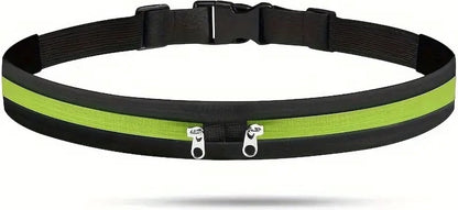 Women's Running Belt | Waist Bag | Elastic Waist Bag | Sports Bag | Running Bag | Fanny Pack | Zip Pouch | Black/Neon Green