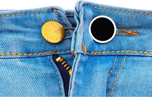 2x Jeans Extension Buttons | Buttonhole Extender | Cuff Extension Buttons | Collar Extension Buttons | Universal | 2.5 cm Adjustable Button | Trouser Expander | Black