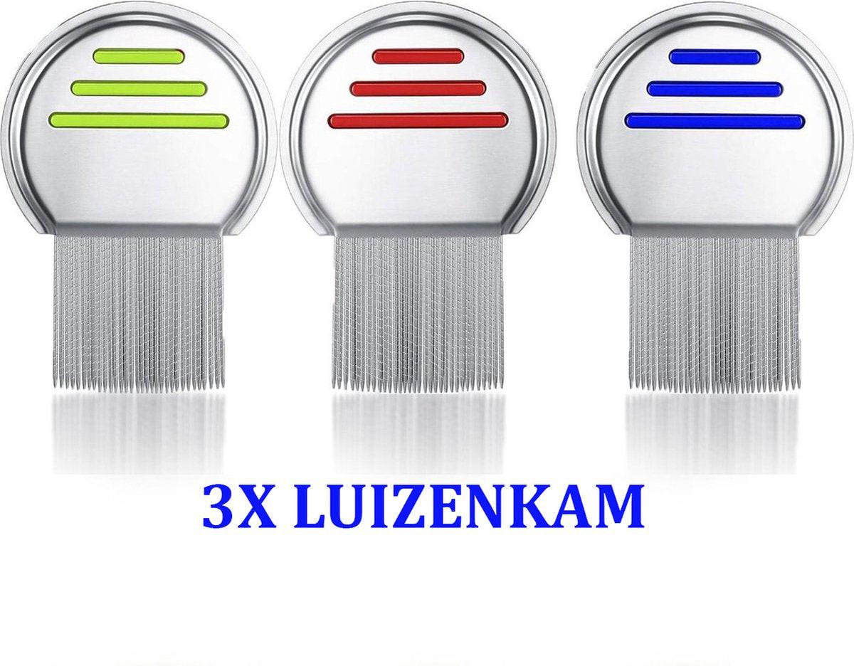 Set of 3 Lice Combs | Lice Brush | Flea Comb | Nits Comb | Dust Comb | Lice Remover | Stainless Steel | Green, Blue & Red.
