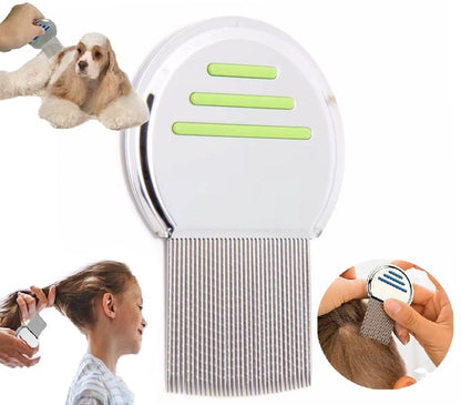 Lice Comb for Child & Pet | Lice Brush | Flea Comb | Nits Comb | Dust Comb | Lice Remover | Stainless Steel | Green.