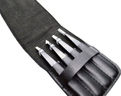 Eyebrow Plucking Tweezers Set | 4-Piece | Tweezers | With Luxury Storage Case | Black