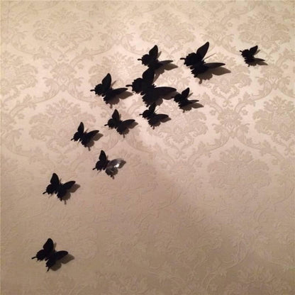 3D Wall Decoration Butterflies 12 Pieces | Wall Butterflies | Butterfly Wall Stickers | Solid Wall Stickers | Black