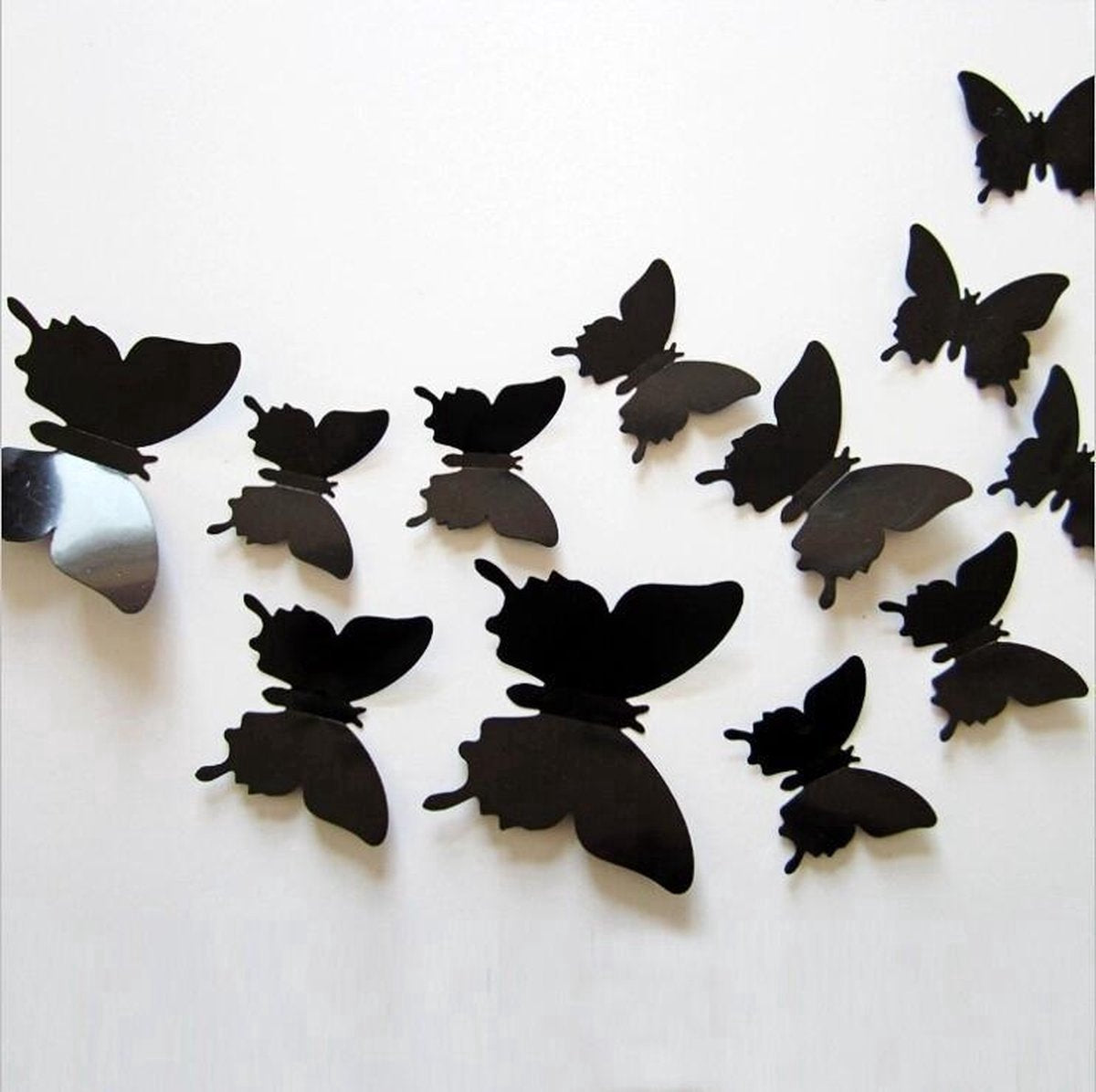 3D Wall Decoration Butterflies 12 Pieces | Wall Butterflies | Butterfly Wall Stickers | Solid Wall Stickers | Black