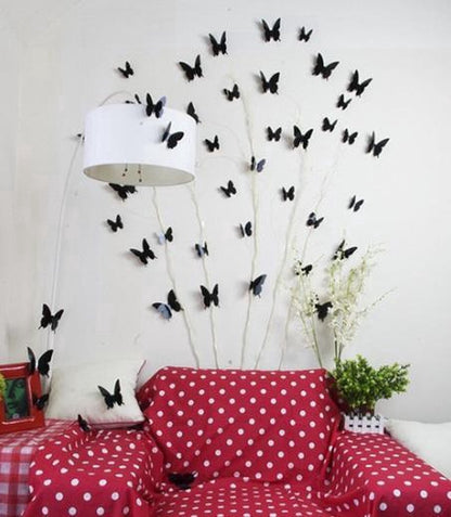 3D Wall Decoration Butterflies 12 Pieces | Wall Butterflies | Butterfly Wall Stickers | Solid Wall Stickers | Black