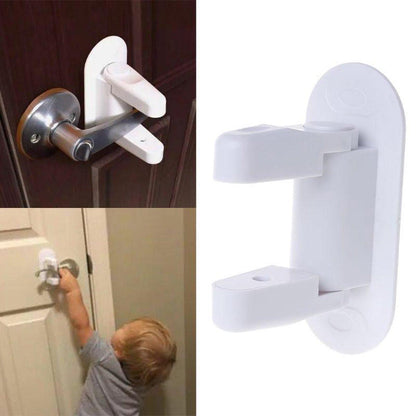Door handle lock - Door handle latch - Child safety - Door security - Safety lock - 2 pieces - White.