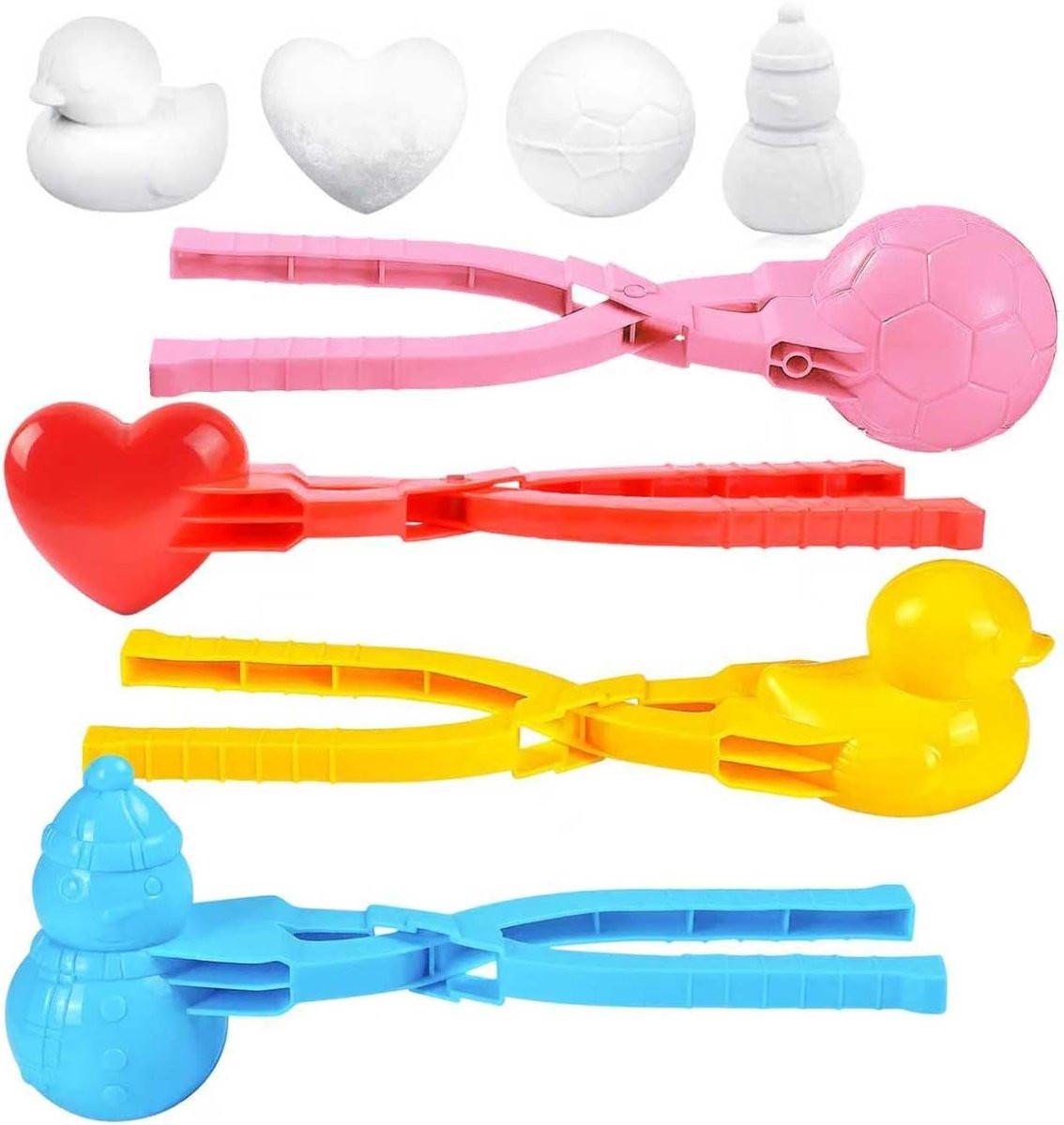 4 Pieces Snowball Maker for Children - Ball/Heart/Duck/Snowman - Safe PP Material.