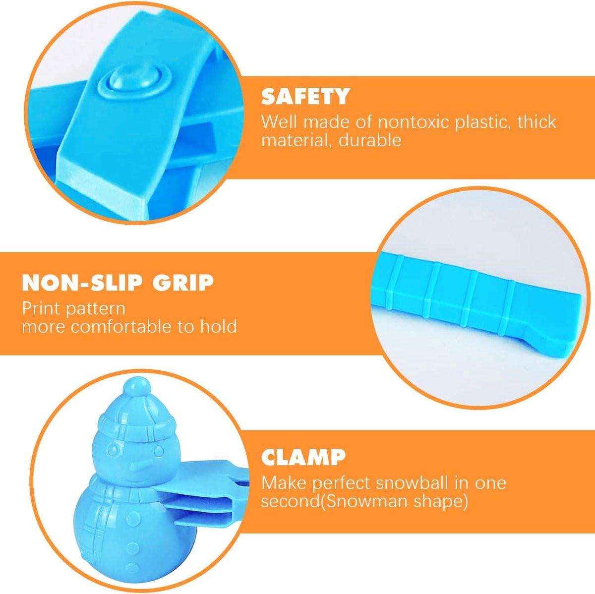4 Pieces Snowball Maker for Children - Ball/Heart/Duck/Snowman - Safe PP Material.