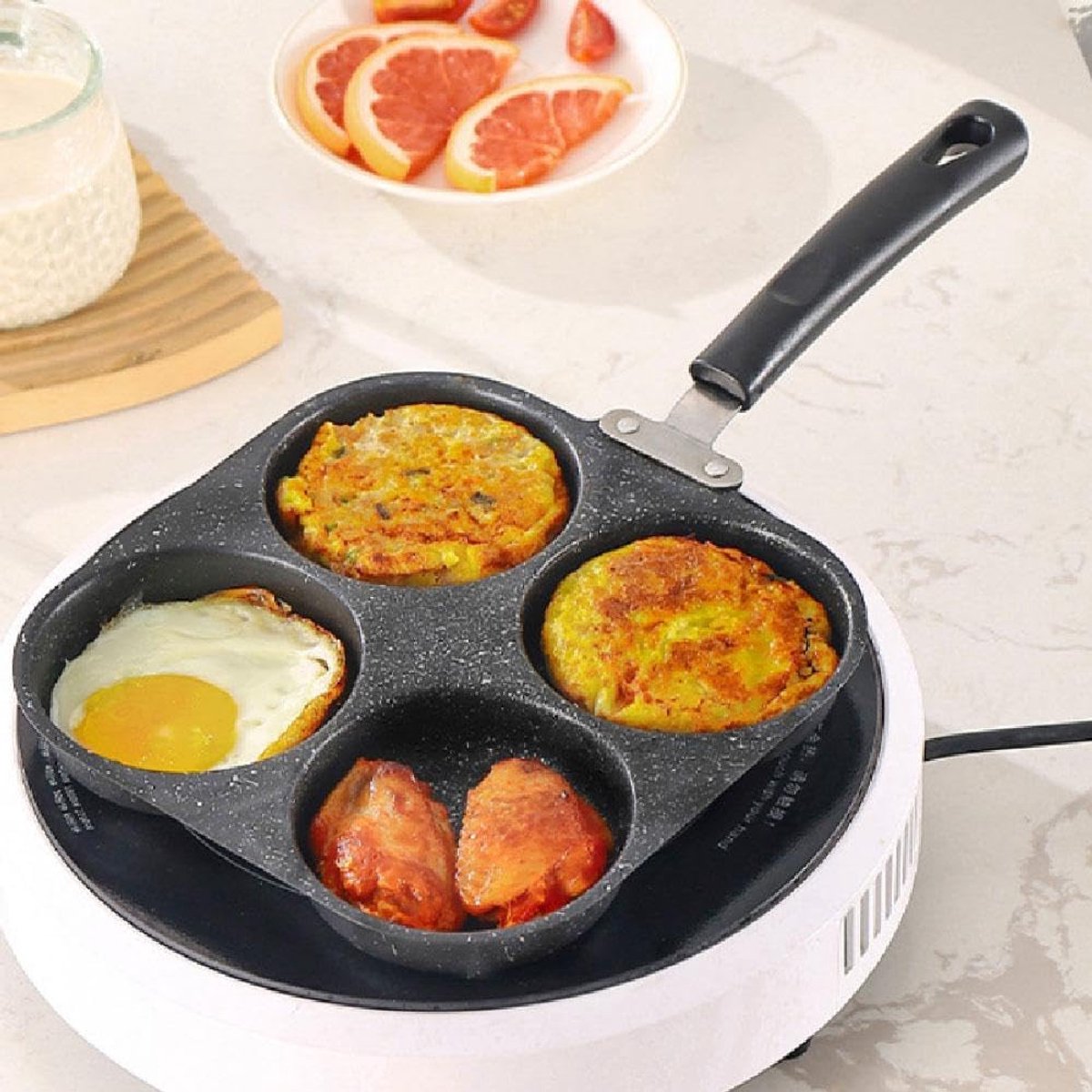 Non-stick egg pans - Cast iron egg frying pan - Breakfast burger egg pancake maker - for fried eggs, pancakes - Suitable for gas stoves and induction cooktops