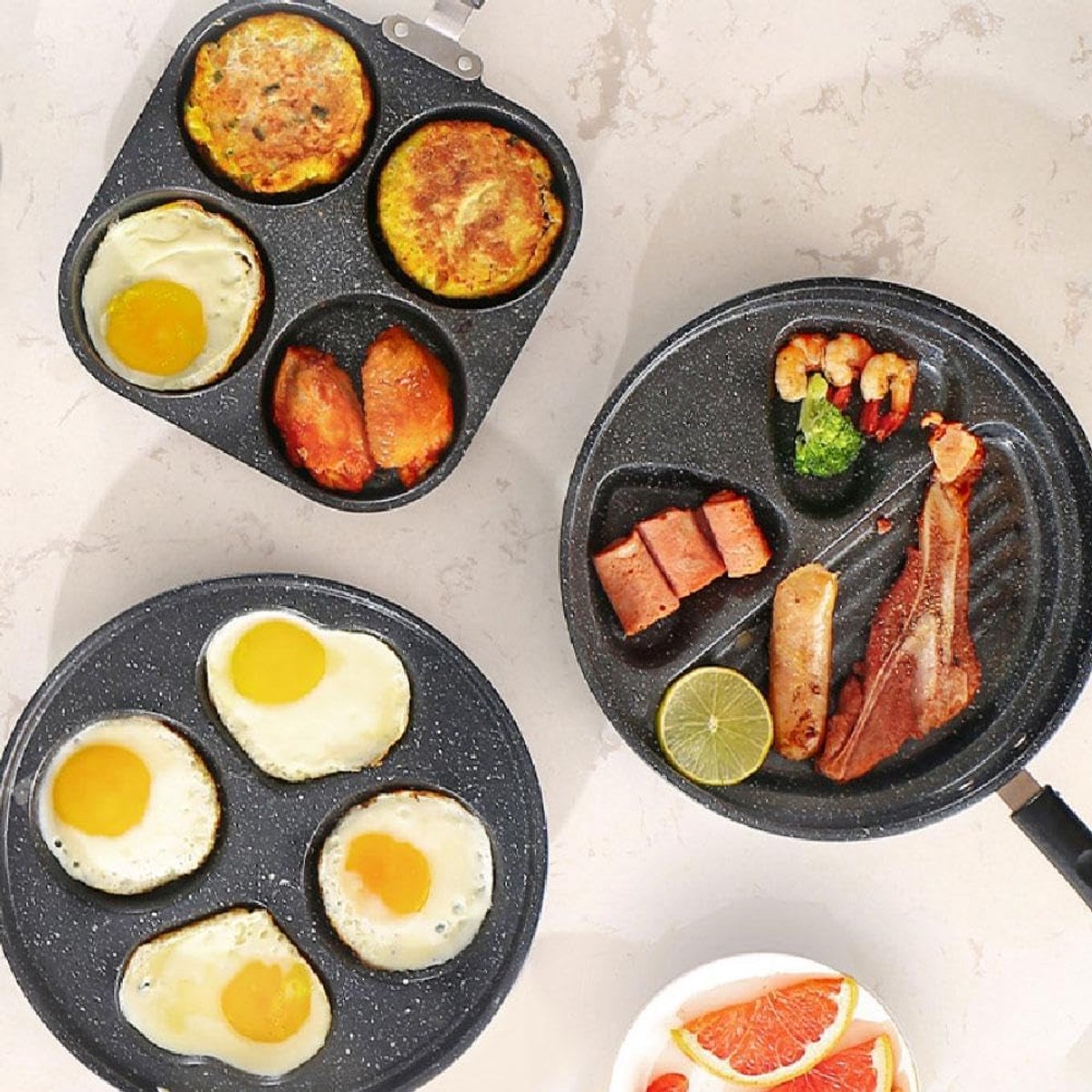 Non-stick egg pans - Cast iron egg frying pan - Breakfast burger egg pancake maker - for fried eggs, pancakes - Suitable for gas stoves and induction cooktops