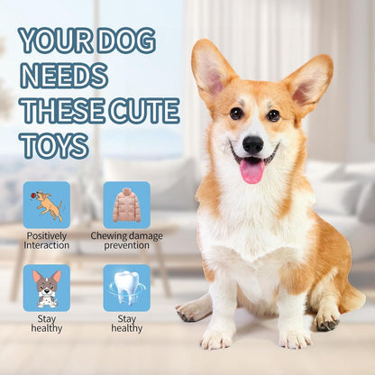 4 PCS Puppy Chew Toys - Relieves teething - Soft rubber & rope toys - Durable and interactive - Suitable for small dog breeds