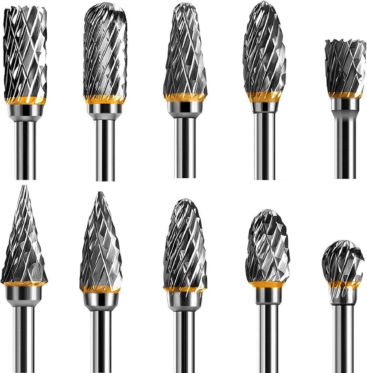 Double-sided carbide rotary cutter - Carbide rotary cutter set - 1/8" shank cutters, drill bits, DIY woodworking, engraving, metal polishing, engraving and drilling.
