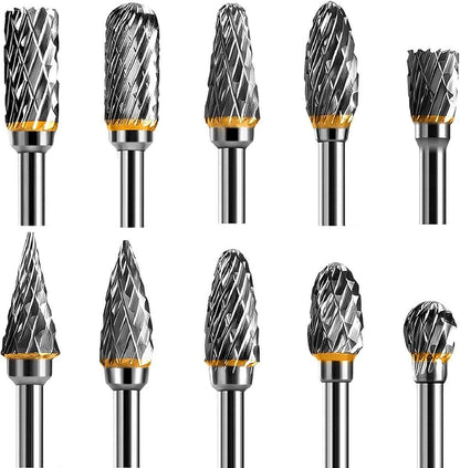 Double-sided carbide rotary cutter - Carbide rotary cutter set - 1/8" shank cutters, drill bits, DIY woodworking, engraving, metal polishing, engraving and drilling.
