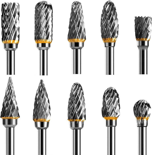 Double-sided carbide rotary cutter - Carbide rotary cutter set - 1/8" shank cutters, drill bits, DIY woodworking, engraving, metal polishing, engraving and drilling.