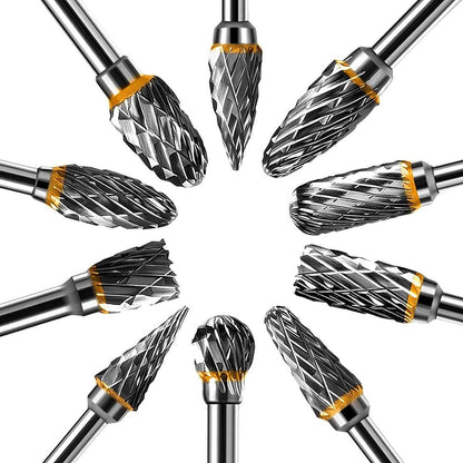 Double-sided carbide rotary cutter - Carbide rotary cutter set - 1/8" shank cutters, drill bits, DIY woodworking, engraving, metal polishing, engraving and drilling.