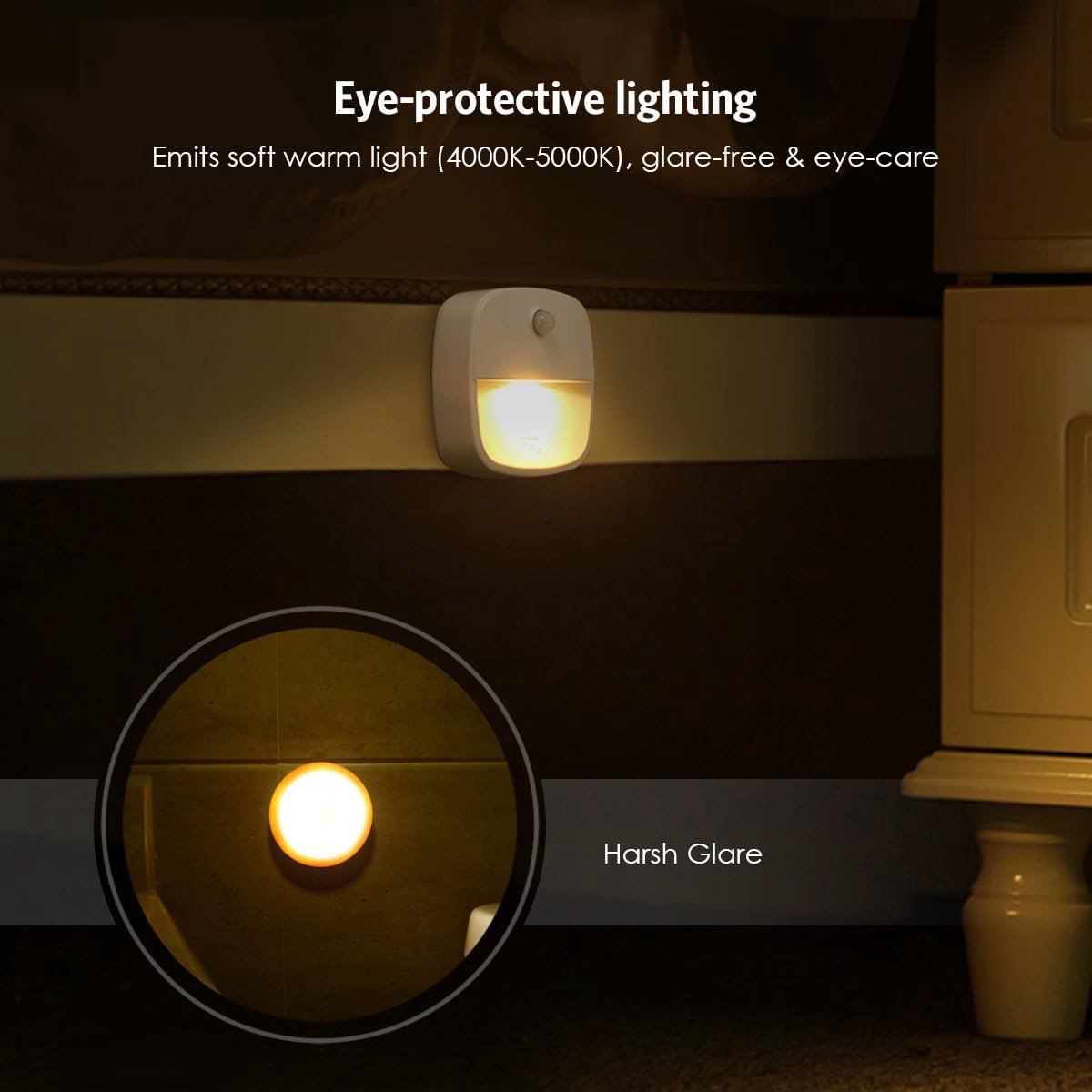 Indoor lighting with motion sensor - Battery-operated stair lighting - Wireless stick-on LED night light - for closets, hallways, bathrooms, kitchens, kitchen cabinets, energy-efficient (warm white - 3 pieces)