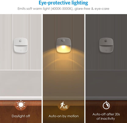 Indoor lighting with motion sensor - Battery-operated stair lighting - Wireless stick-on LED night light - for closets, hallways, bathrooms, kitchens, kitchen cabinets, energy-efficient (warm white - 3 pieces)