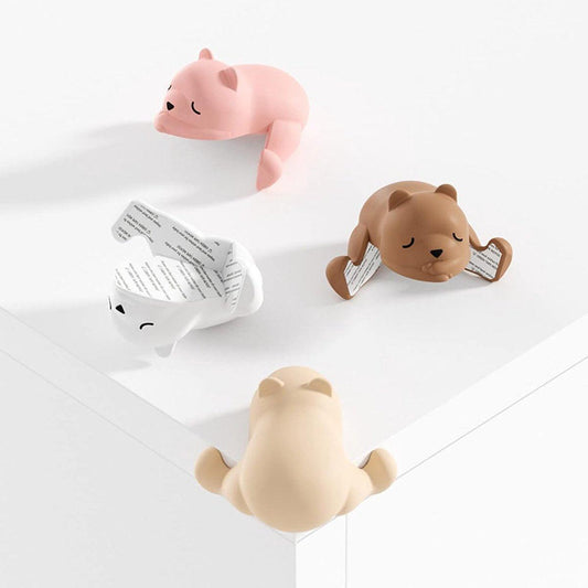4 Sleepy Bear Corner Protectors - Child Safety and Baby Security - Soft Cartoon Bear Design - Cushioning Edge Protectors - for Tables and Windows.